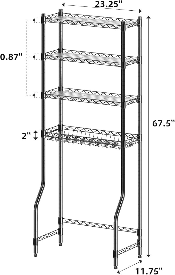 Simple Trending 4 Tier Over The Toilet Storage Rack, Bathroom Organizers and - Image 3
