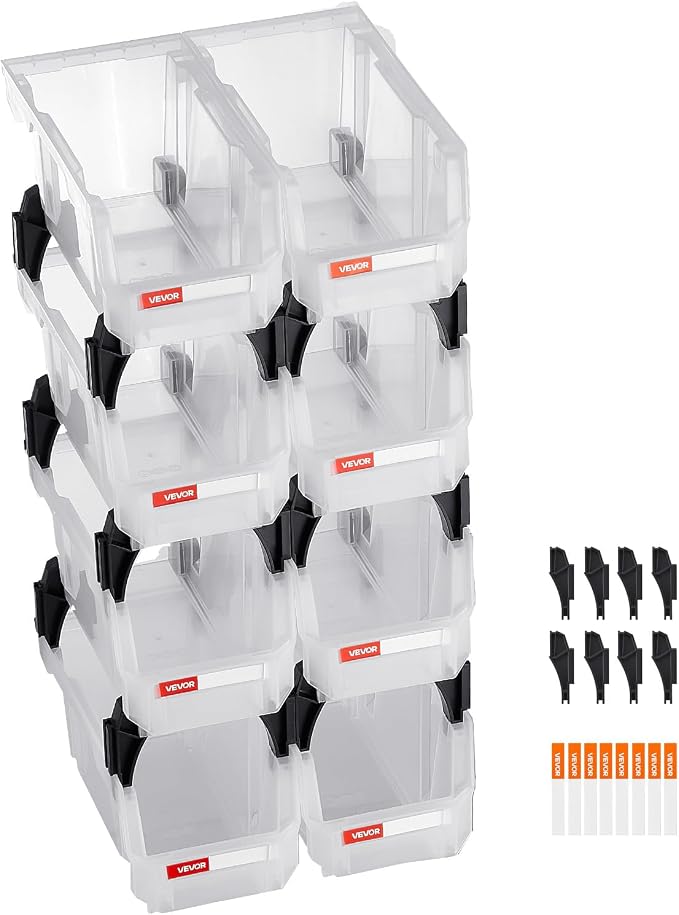 VEVOR Plastic Stackable Storage Bins, 10.9 x 5.5 x 5.1 inch, Plastic Containers - Image 9