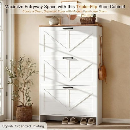 Nicetree Shoe Storage Cabinet for Entryway, Freestanding Fluted Accent Ultra - Image 3