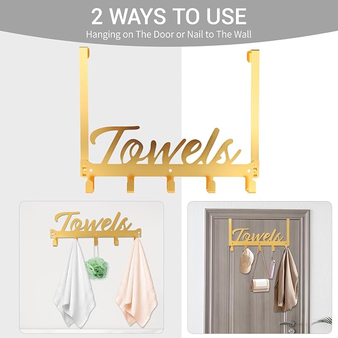 Azmoncy Over The Door Hooks, Towel Rack Towel Hooks - Image 4
