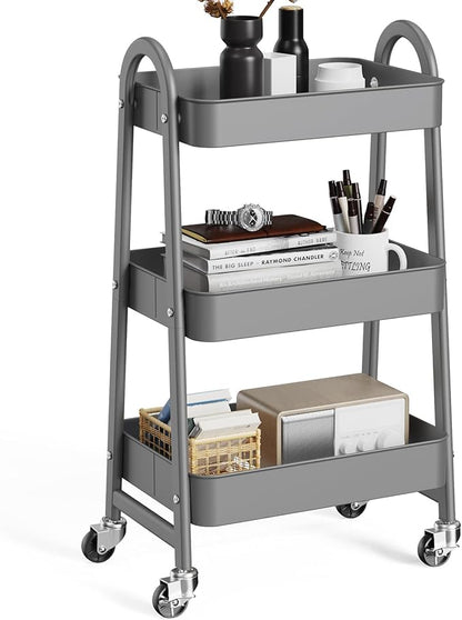 OLIXIS Metal Utility Cart, Mobile Rolling Storage Shelf by OLIXIS