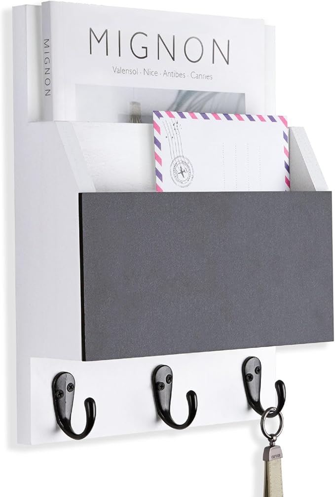 Key and Mail Holder for Wall Mount, Entryway Mail Holder by Lucundm