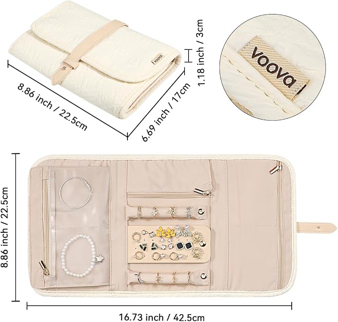 Voova Travel Jewelry Holder Organizer Case, Large Jewelry Storage Bag - Image 4