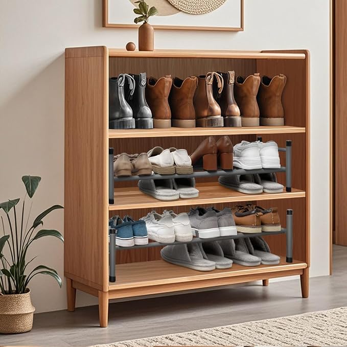 STORAGE MANIAC Expandable Shoe Rack, 4 Pairs Stackable Small Shoe Rack - Image 2