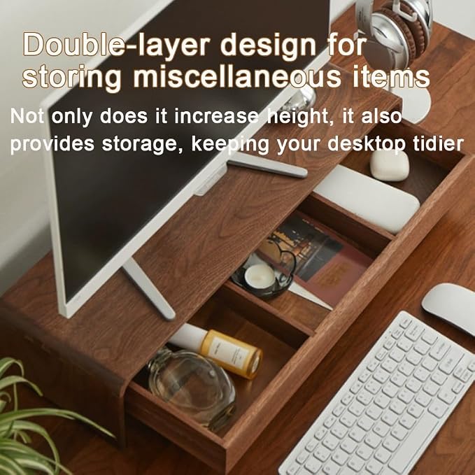Solid Wood Monitor Stand for Saving Space, Monitor Riser - Image 5