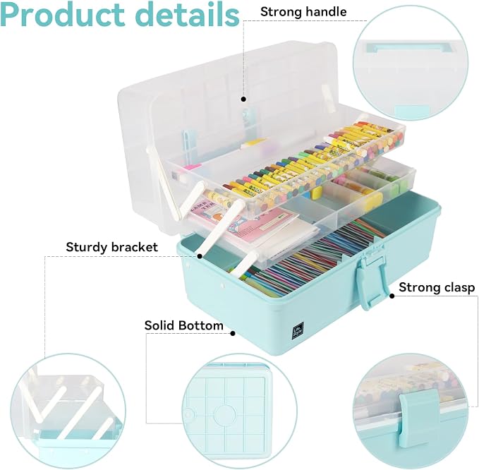 WEWLINE Sewing Storage Organizer Box 13-Inch Art Storage Box Craft Organizer - Image 3