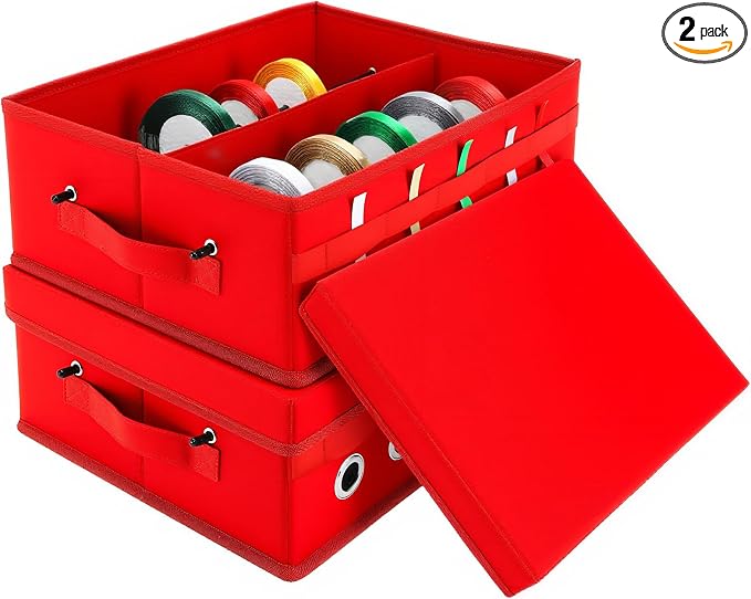 Cinnvoice 2 Pack Christmas Ribbon Organizer Container Box by Cinnvoice