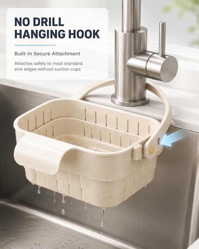 Multifunctional Foldable Hanging Sink Drain Basket Plastic Stretchable Kitchen - Image 2