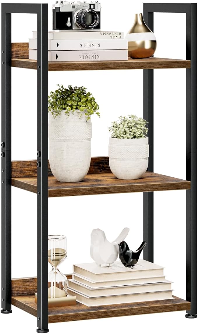 NUMENN Narrow Bookshelf, 3 Tier Freestanding Shelving Unit, Vintage | Small by NUMENN