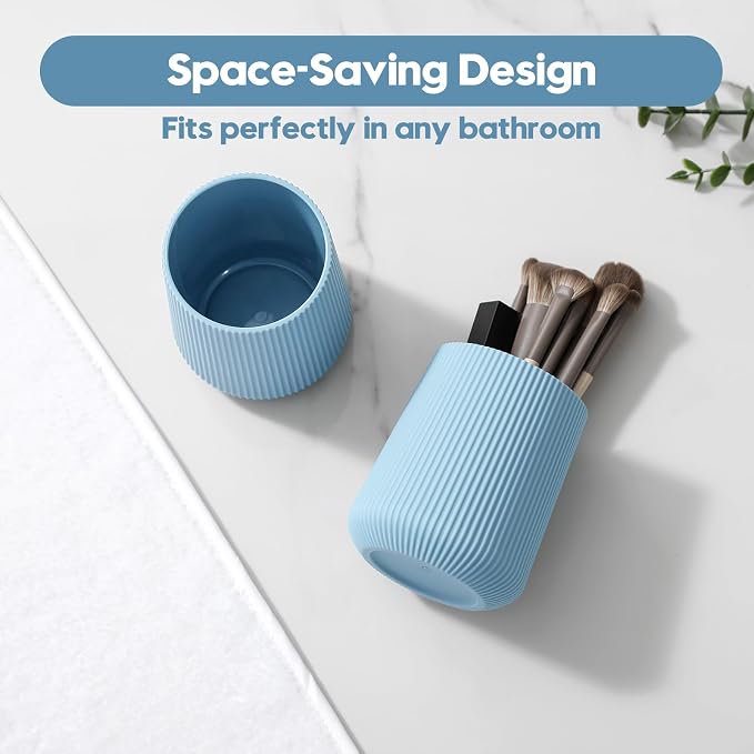 YAUKPH Light Blue Striped Toothbrush Holder - Image 6
