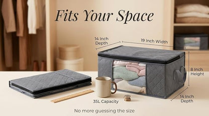 Storage Clothes Bins Closet Bags - 35L Containers Organizer Boxes Clothing Bin - Image 3