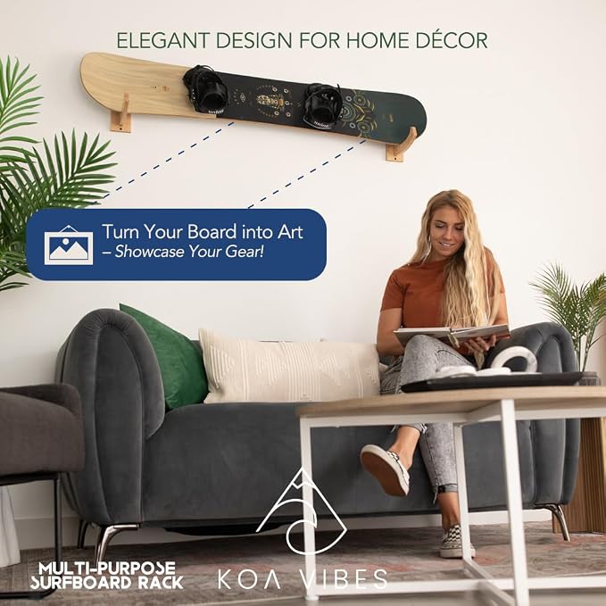 Wood Surfboard Wall Mount and Snowboard Mount - Image 5