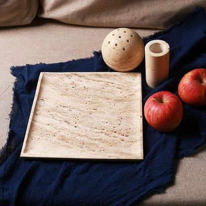 Natural Beige Travertine Marble Luxury Tray, by FutureStone