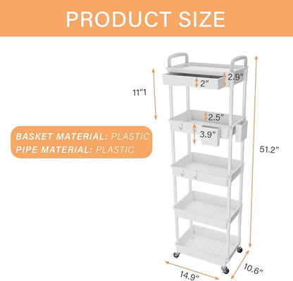 5 Tier Rolling Utility Cart - Image 5