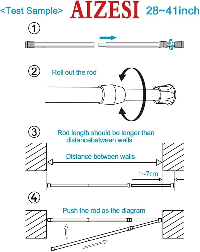 AIZESI Spring Tension Curtain Rod Short Tension Rod - Image 7