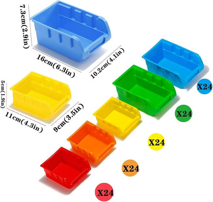 5 Colors Wall Mounted Storage Bins kit, Tool Organizer Bins Parts Rack - Image 3
