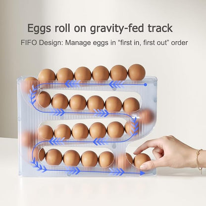 Sotfamily FIFO Egg Holder for Fridge, Egg Organizer for 56 Large Size Eggs | - Image 3
