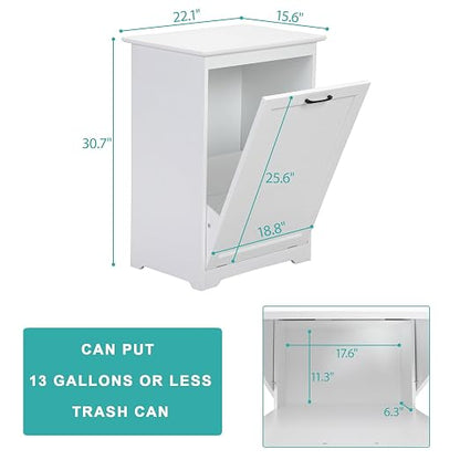 JAXPETY Tilt Out Trash Cabinet Kitchen Trash Can Holder Wood Laundry Hamper - Image 6