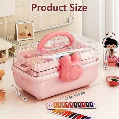 Cute Hair Accessories Organizer 3-Layers Kids Jewelry Storage Box Plastic Hair - Image 2