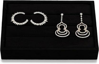 Oirlv 3 Slots Velvet Small Ring Organizer Earrings Trays Showcase Display - Image 6