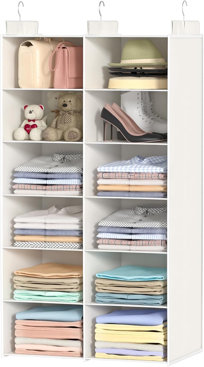 Dual-Row Hanging Closet Organizer – Foldable Clothes Storage Shelves by ALLTIDYUP