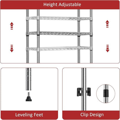 IZEUK 4 Tier Steel Storage Shelves, Heavy Duty Metal Shelf Wire Shelving Rack - Image 4