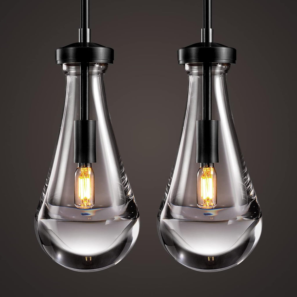 Raindrop Pendant Lights, Bronze Modern Pendant Lights for Kitchen Island with Rod, Penadant Light Fixtures, Chandelier for Living Room Hallway,Bedroom Pendant Light, Bulb Included
