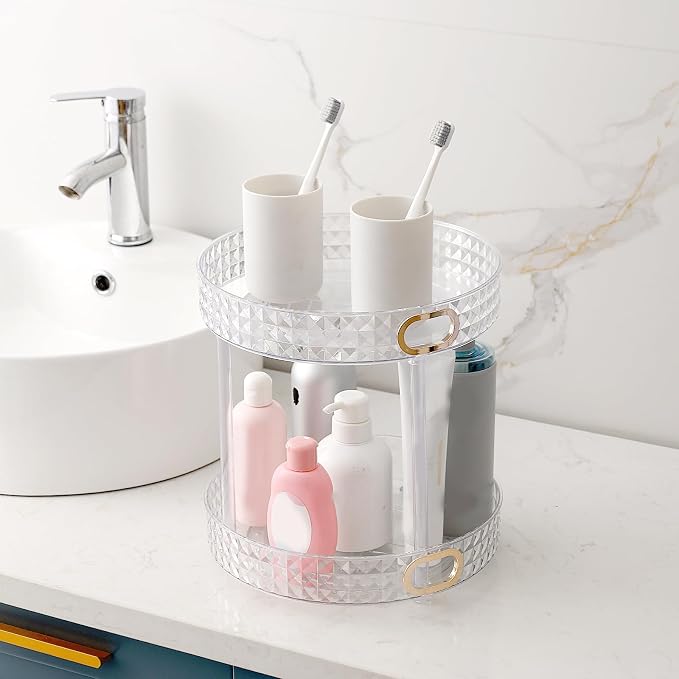 360° Rotating Makeup Organizer, 2 Tier Large Perfume Organizers - Image 4