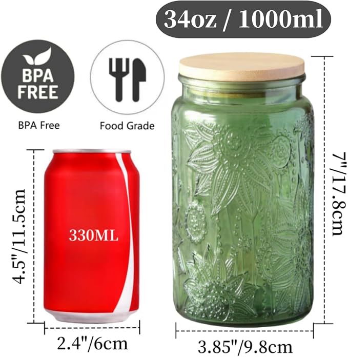 ANSQU Green Glass Canister, 34oz Candy Jar - Image 2