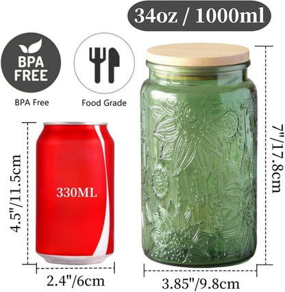 ANSQU Green Glass Canister, 34oz Candy Jar - Image 2