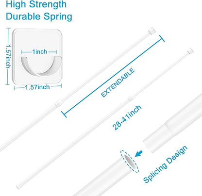 AIZESI Spring Tension Curtain Rods Short Tension Rod | Adjustable, No Drilling - Image 2