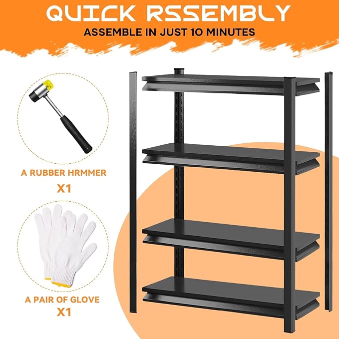 46''W Garage Shelving Heavy Duty Metal Storage Shelves Series, Large Industrial - Image 9