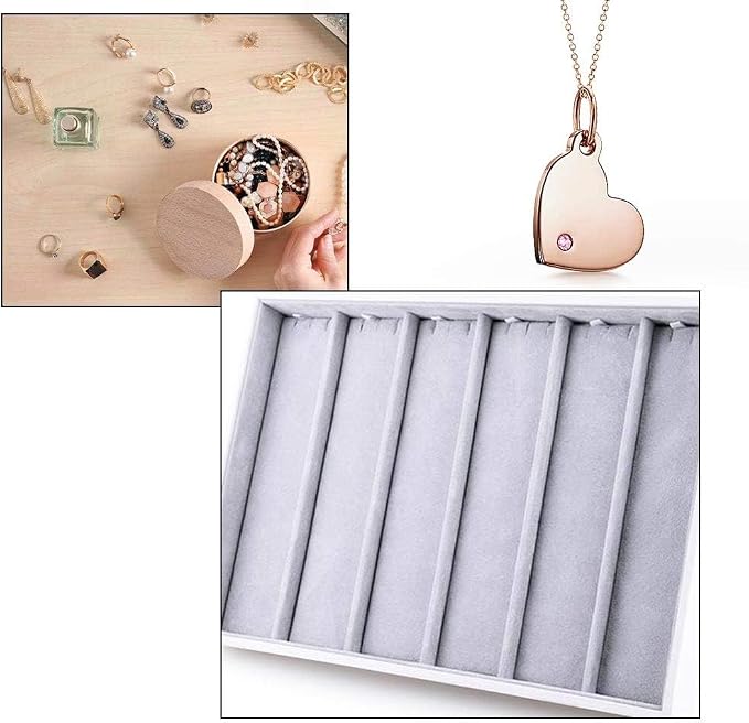 Oirlv Velvet Stackable Jewelry Tray Display Organizer, Necklace Pendant | Soft - Image 6
