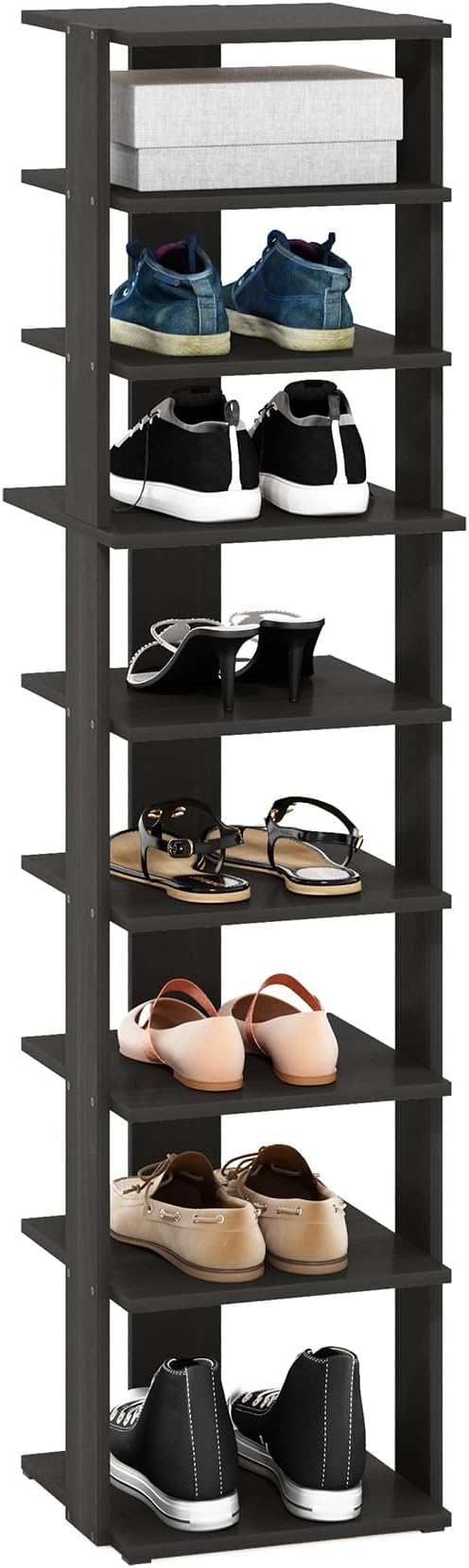 Furinno Compact Vertical Shoe Rack, 9-Tier Narrow Shoe Organizer, Free Standing by Furinno-FitsYourSpaceFitsYourBudget