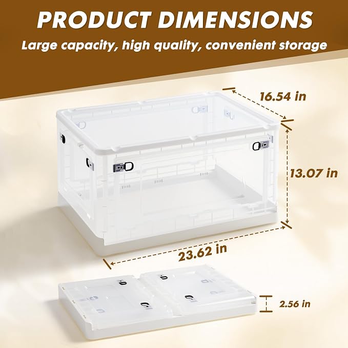 72 QT Clear Storage Bin with 5-Sided Open Lid, Stackable Plastic Storage Bins - Image 3