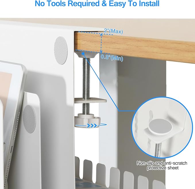 MAXECHO Desk Side Storage, Under Desk Laptop Mount, Table Side Hanging File - Image 2