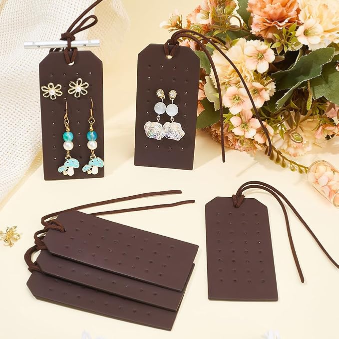 6Pcs PU Leather Stud Hanging Case 32 Holes Portable Pierced Earring Display - Image 4