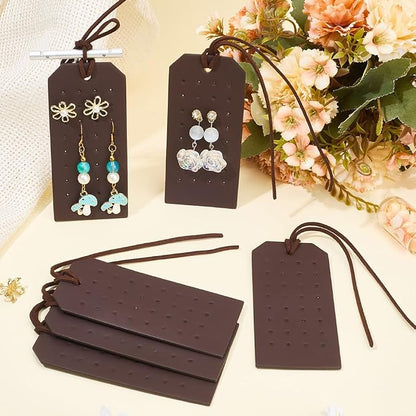 6Pcs PU Leather Stud Hanging Case 32 Holes Portable Pierced Earring Display - Image 4