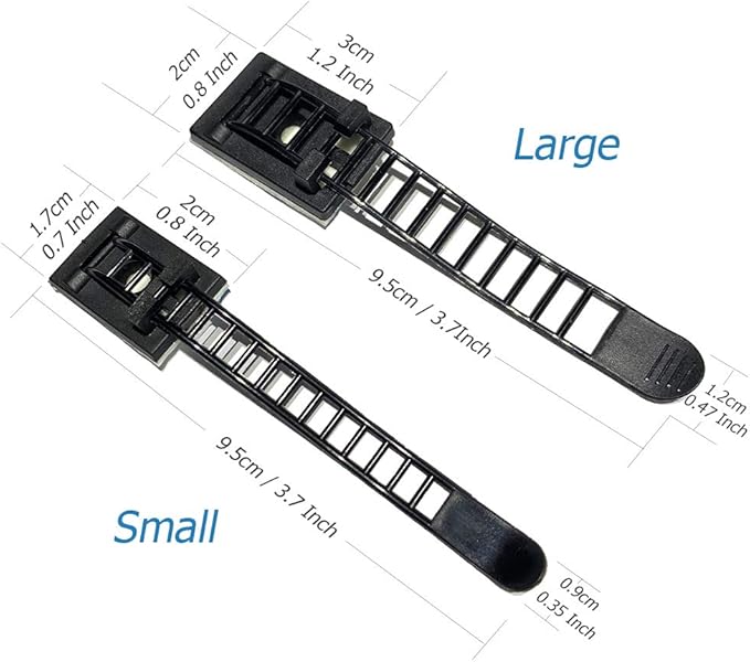 50pcs 2 Sizes Adjustable Adhesive Cable Ties Cable Clips Wire Strap Cord Clamp - Image 2