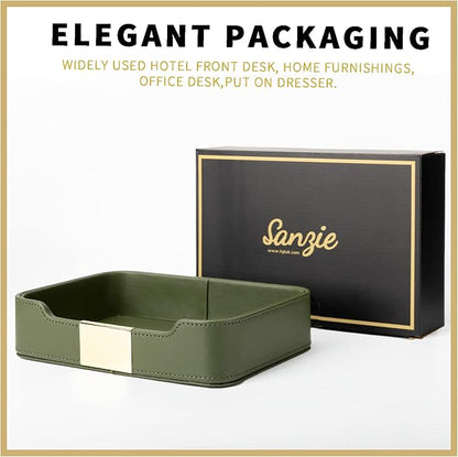 SANZIE Luxury Leather Tray Desktop Storage Catchall Organizer Decorative Tray - Image 3