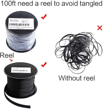 100ft - 1/4 inch PET Expandable Braided Sleeving – Black – Alex Tech Braided - Image 6