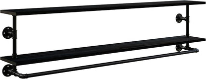 Black Clothes Rack 60in, 2-Tier Wall Mounted Garment Rack - Image 2