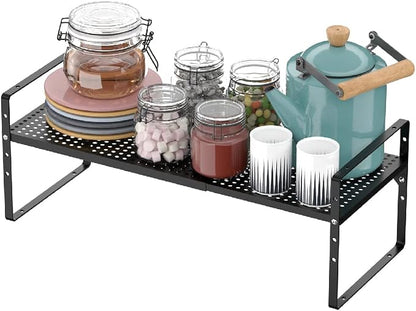 Expandable Counter Shelf, Adjustable Height Spice Rack Metal Mesh Board Shelf - Image 4