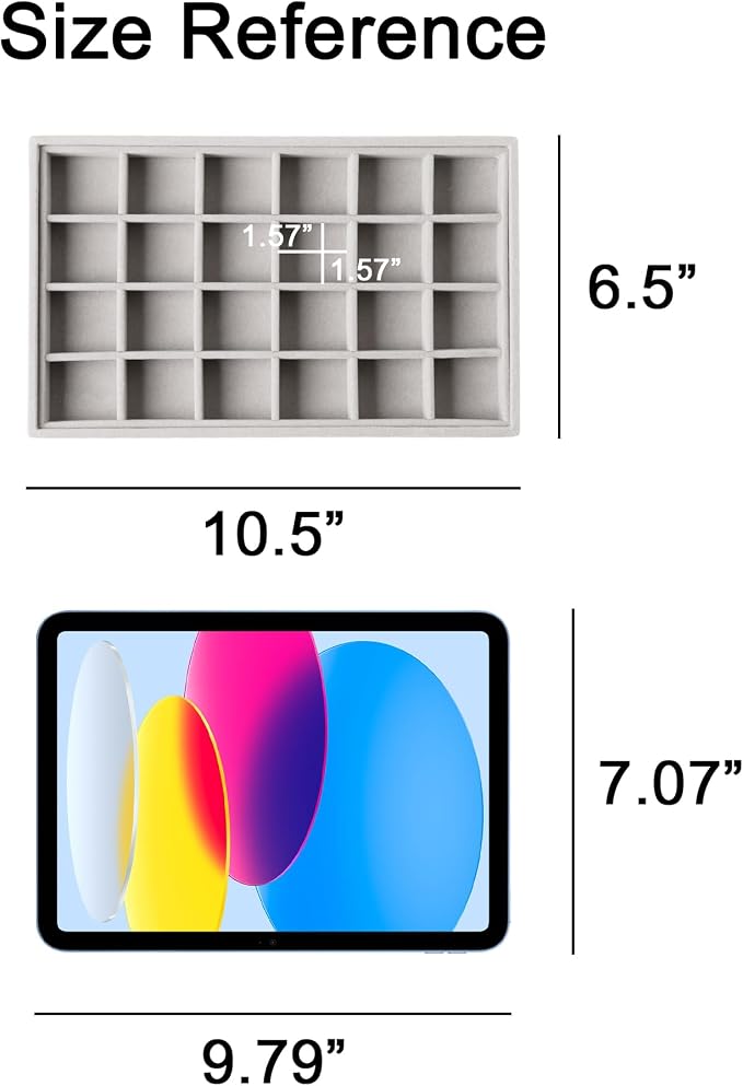 Frebeauty 24 Grid Earring Organizer, Velvet Jewelry Tray - Image 3
