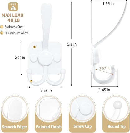 VIS'V 3 Prong Coat Hooks Wall Mount, Metal Self Adhesive Entryway Wall Hooks - Image 6