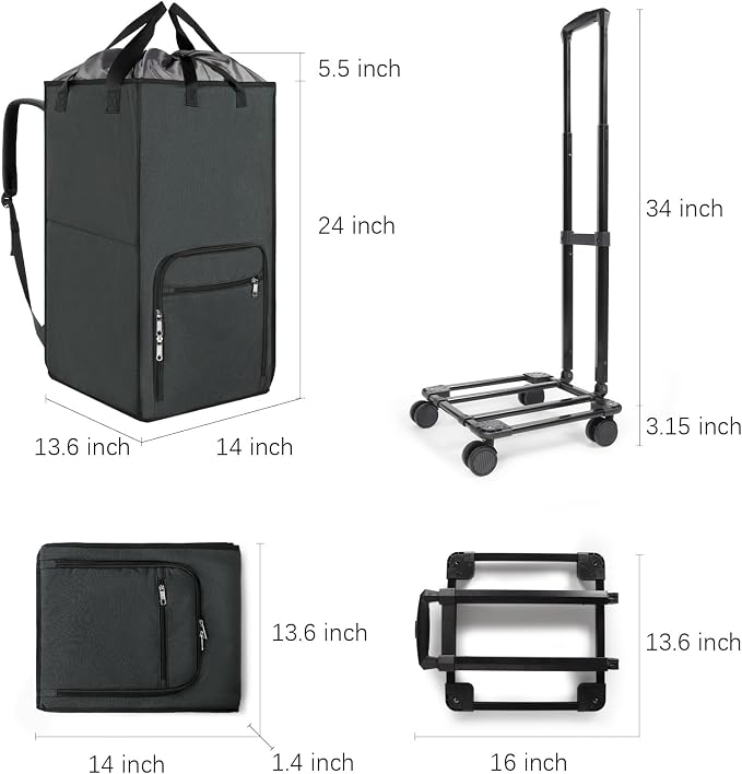 Bukere Extra Large 3 in 1 Rolling Laundry Backpack Bag - Image 8