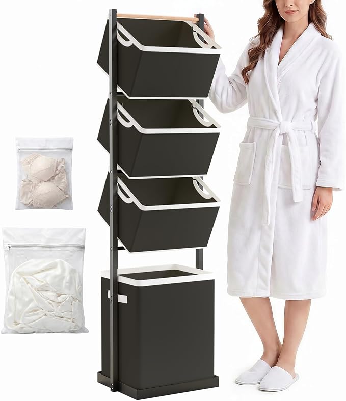 4-Tier Laundry Hamper Sorter, Vertical Laundry Sorter by Unknown