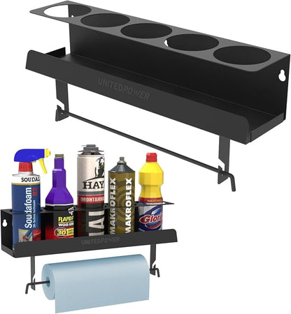 UNITEDPOWER 5 Aerosol Spray Can/Paper Towel Holder, Paint Bottle Storage Rack by UNITEDTOOLSUNITEDPOWER