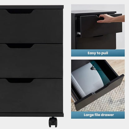 Farini Mobile File Cabinet for Home Office, 3 Drawer Chest Wood, Drawers Unit - Image 4