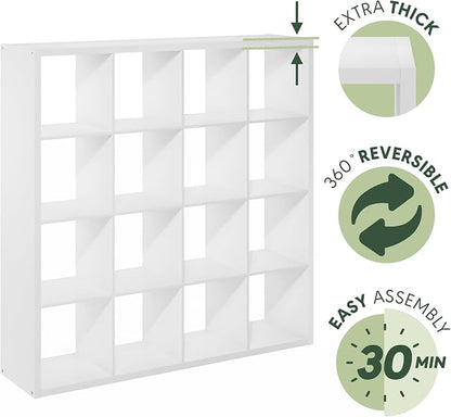 Furinno Cubicle Book Shelf, 16-Cube Bookshelf, Extra Thick Frame Reversible - Image 6